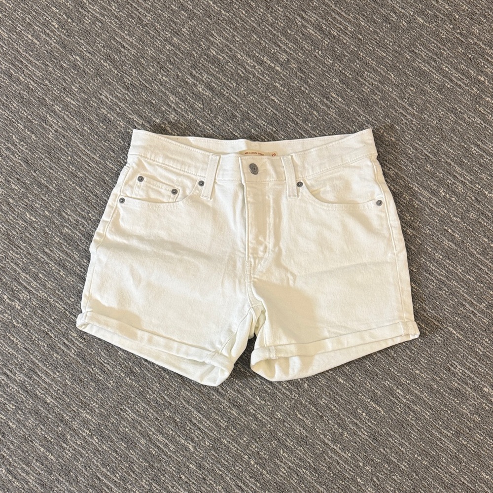Levi's White Rolled-Hem Denim Shorts